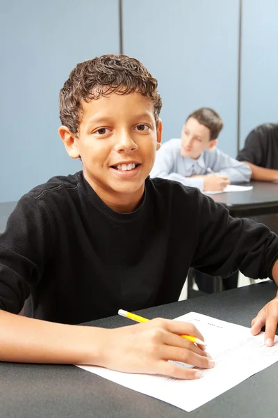 Middle School Boy in Class — Stock Photo, Image