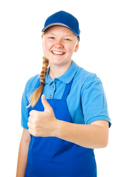 Pretty Teen Worker - Thumbs Up — Stock Photo, Image
