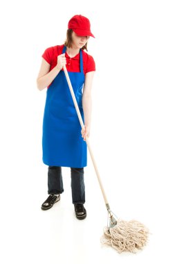 Teen Girl Mopping - Full Body clipart