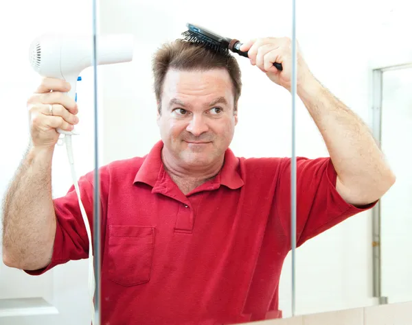 Mature Man Drying His Hair — Stock Photo, Image