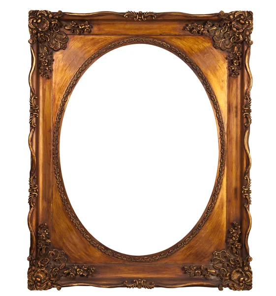 XXL isolated with clipping path: Picture gold frame with a decor — Stock Photo, Image