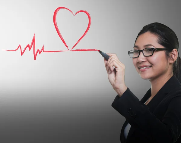 Dibujo de la línea de respiración del corazón, concepto médico —  Fotos de Stock