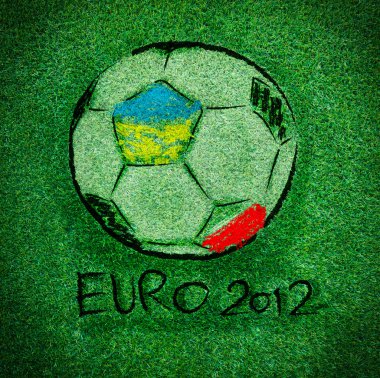 EURO 2012 logo on Artificial Grass leaf background clipart