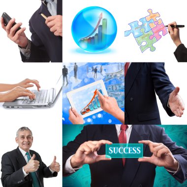 Business collage set of nine pictures clipart