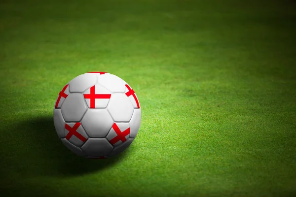 Vlag van Engeland met voetbal op gras achtergrond - euro 20 — Stockfoto