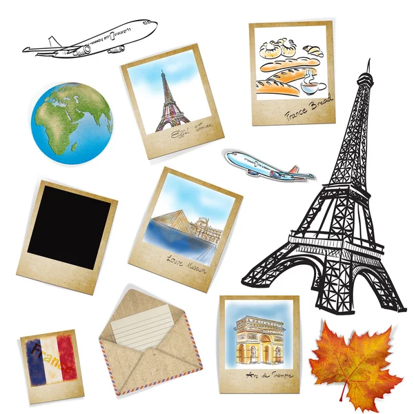 Desenho famouse marco da França no quadro de fotos — Fotografia de Stock