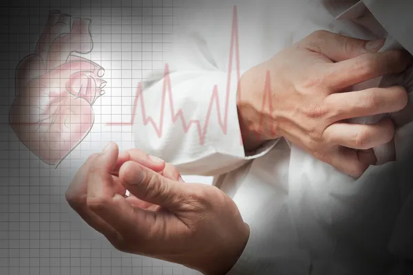 Attacco di cuore e battito cardiaco sfondo cardiogramma — Foto Stock