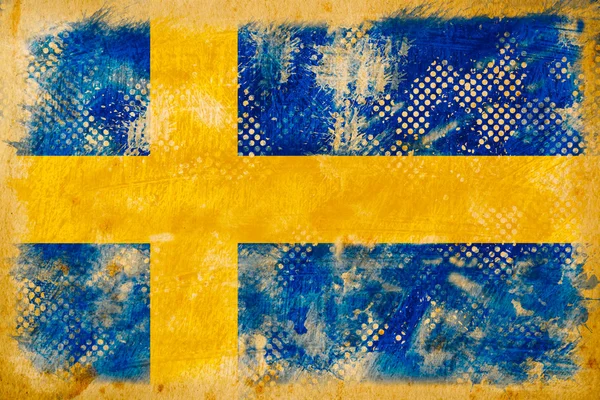 Švédsko vlajky grunge na staré vinobraní papír — Stock fotografie
