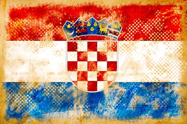 Croatian flag grunge on old vintage paper — Stock Photo, Image