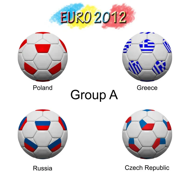 Fotbalový míč konečné týmu v euro 2012 kategorie skupiny — Stock fotografie