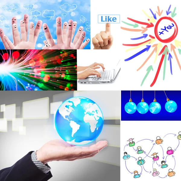 Collagesett for sosialt nettverk – stockfoto