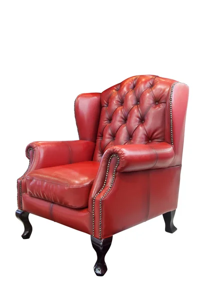 孤立的豪华红色真皮扶手椅 — 图库照片