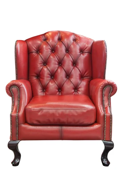 孤立的豪华红色真皮扶手椅 — 图库照片