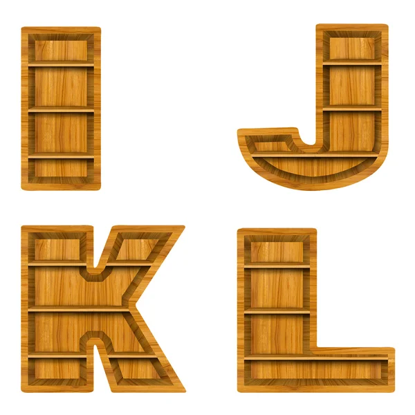 Wooden alphabet letter with shelf on white background — Stock Photo, Image