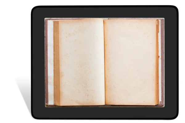 在 tablet pc 中的复古书 — 图库照片