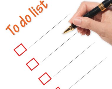 Female hand checking to do list clipart