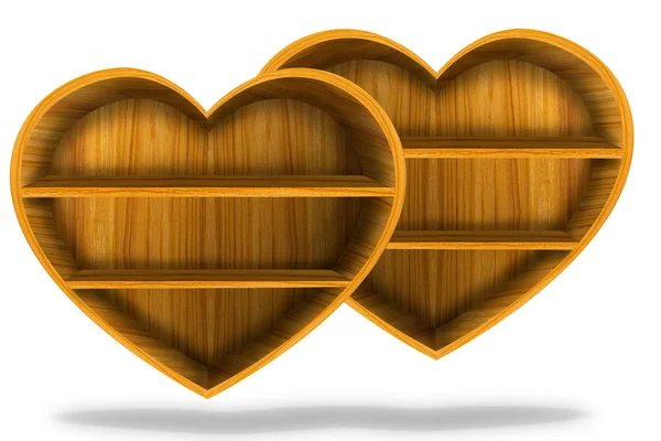 Srdce dřevěné police — Stock fotografie