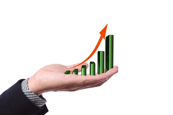 Hand with growing graph — Stock Photo, Image