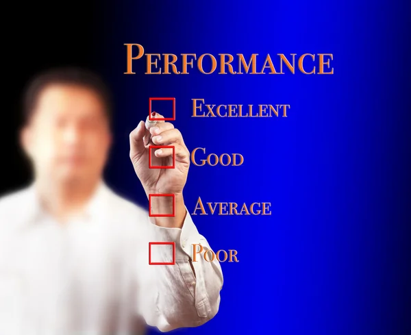 stock image Business man writing on performance audit checklist