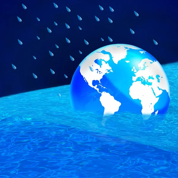 Salve o mundo, A terra que flutua em uma piscina de água - este wor — Fotografia de Stock