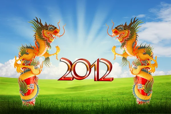 Dragon of year 21012 background with clipping path — Stock Photo, Image