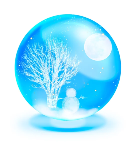 Santa claus na saních s jeleny a úplněk v ba modrý krystal — Stock fotografie
