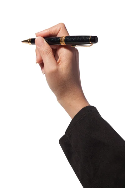 白い背景のペンを手に ロイヤリティフリーのストック画像
