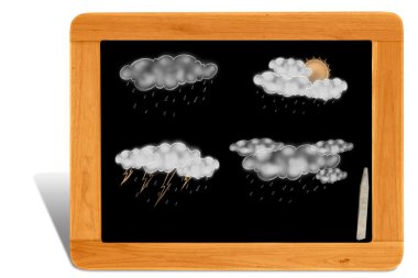 Black board Wooden frame with weather forcasting for education clipart