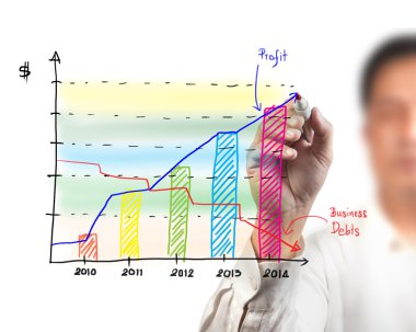 iş adamı camdan bir ofiste - fo bir grafik çizim