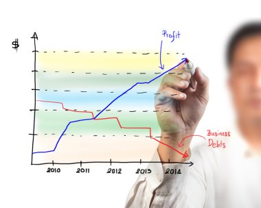 iş adamı camdan bir ofiste - fo bir grafik çizim