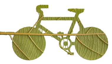 Pushbike from green leave, eco concept clipart