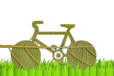 Pushbike from green leave, eco concept clipart