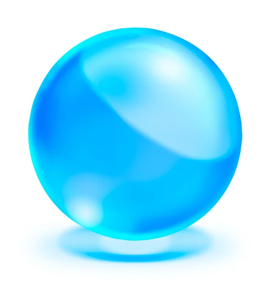 Niebieska kryształowa kula na białym tle — Zdjęcie stockowe