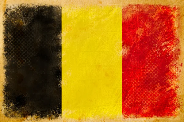 Belgium flag grunge on old vintage paper — Stock Photo, Image
