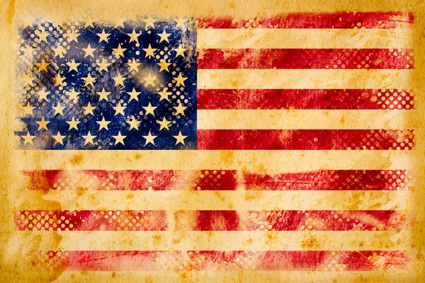Grunge drapeau américain sur vieux papier vintage — Photo