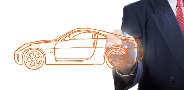 stock image Men drawing a car