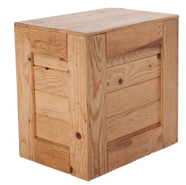 Caixa de madeira isolada no fundo branco — Fotografia de Stock