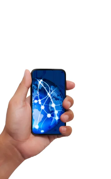 Touch screen mobile phone with streaming images — Stock Photo, Image