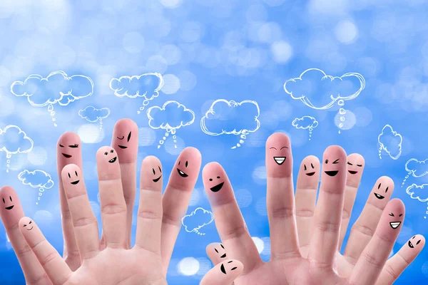 Social network concept of Happy group of finger faces with spee — Stock Photo, Image