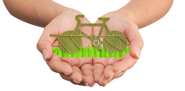 Pushbike from green leave, eco concept