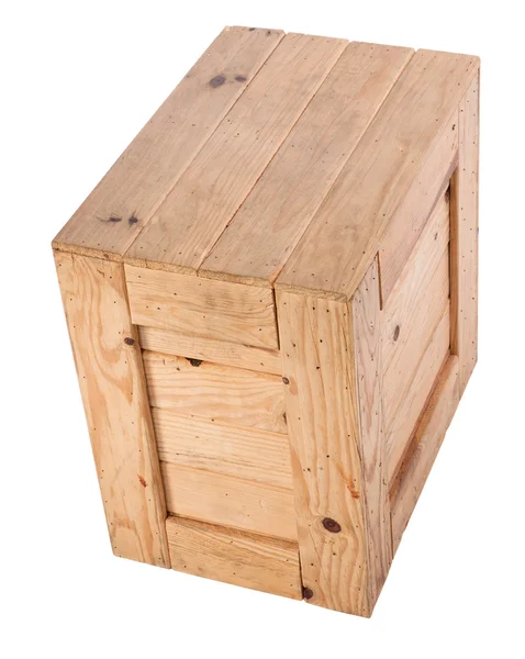 Dřevěná krabice izolované na bílém pozadí — Stock fotografie