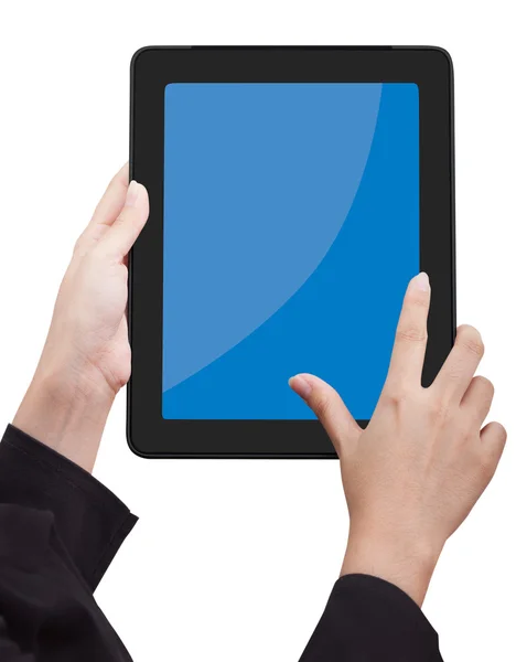 Frau Touch Back-Touchpad für Ihre Marktwerbung verwenden — Stockfoto