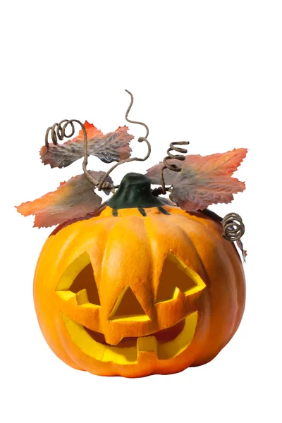 Cadılar Bayramı Pumpkin.Scary Jack O'Lantern beyaz izole — Stok fotoğraf