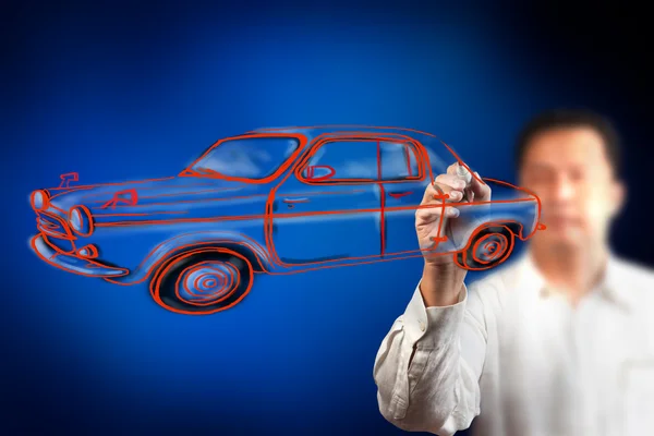 stock image Men drawing a car