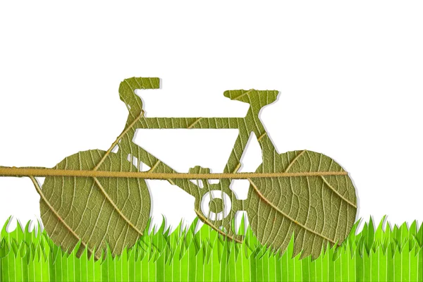Pushbike from green leave, eco concept — Stock Photo, Image