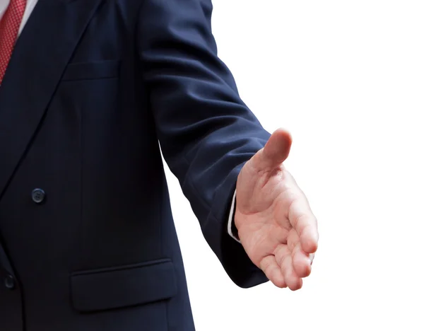 Ein Geschäftsmann mit offener Hand, der bereit ist, einen Deal zu besiegeln — Stockfoto