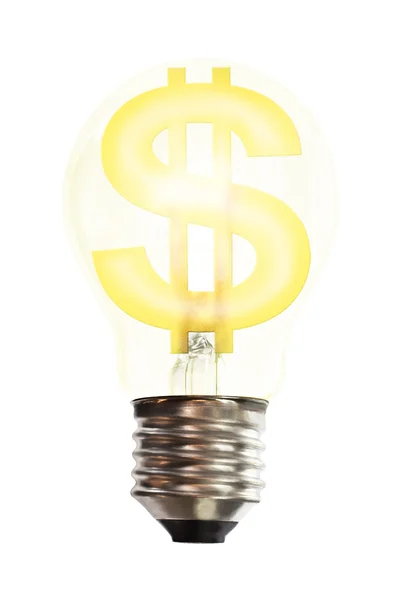 Dollar money sign in light bulb — Stock Photo, Image