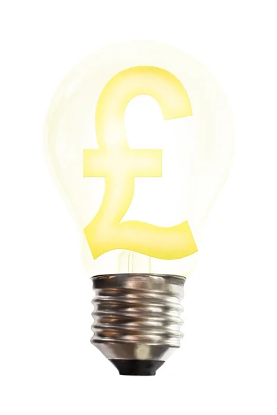 Pond money sign in light bulb — Stock Photo, Image
