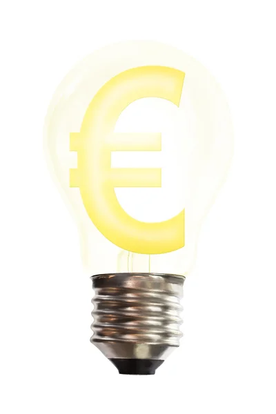 Euro money sign in light bulb — Stock Photo, Image