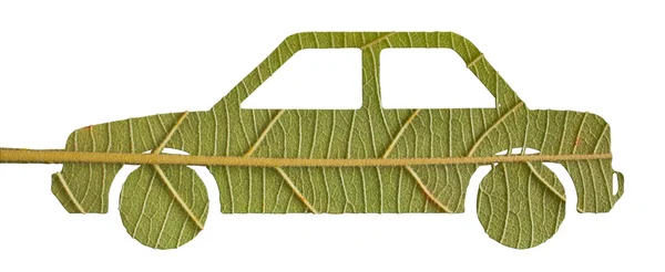 Grön bil från ledighet, eco koncept — Stockfoto